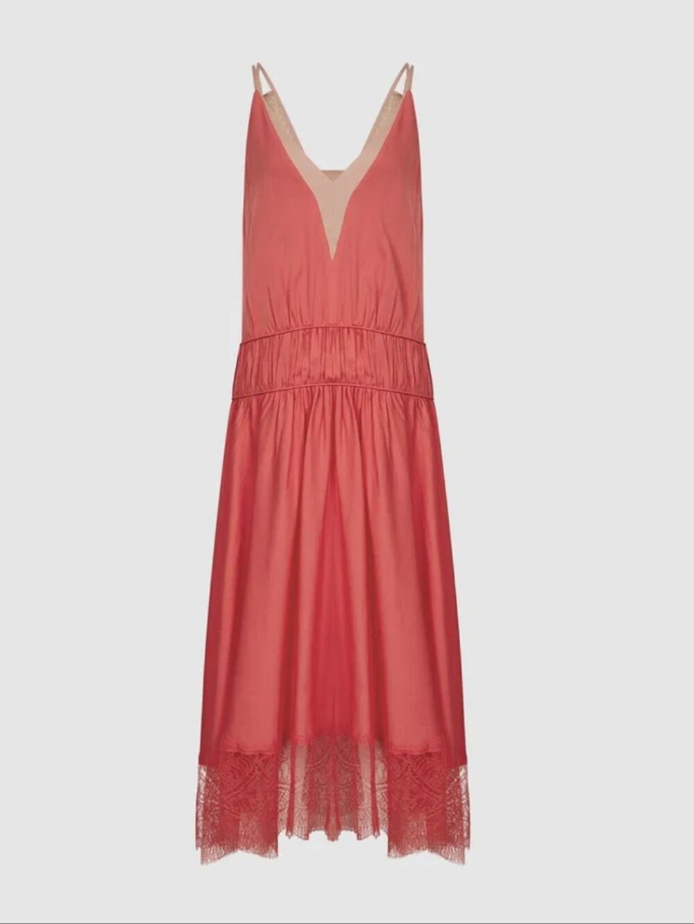 ​REISS Henley Romantic Lace Cami Midi Dress in Coral Red EU38/US 6 - Picture 5 of 15